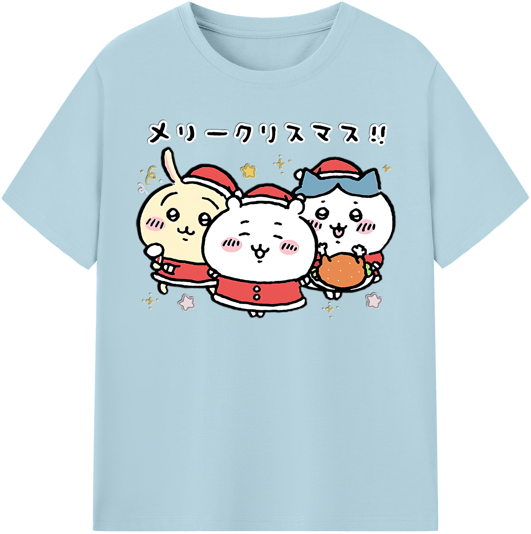 （画像用） ちいかわ ハチワレ Chii-kawa hachiware 綿100％半袖Tシャツ（フロントプリント）